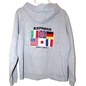 Vintage Express Embroidered Zip Up Hoodie